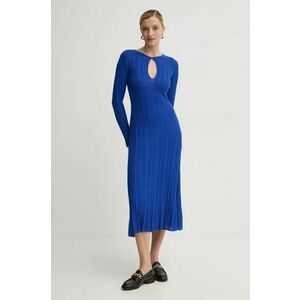 Pepe Jeans rochie din amestec de matase NATASHA culoarea violet, midi, evazati, PL953642 imagine