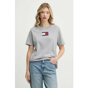 Tommy Jeans tricou din bumbac femei, culoarea gri, DW0DW20461 imagine