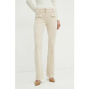 Morgan pantaloni POLENO femei, culoarea bej, evazati, high waist, POLENO imagine