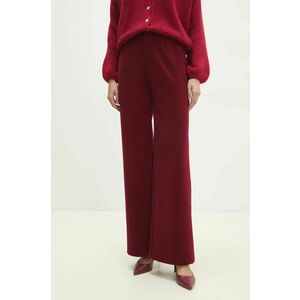 Answear Lab pantaloni femei, culoarea bordo, drept, high waist imagine