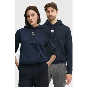 Lacoste hanorac de bumbac culoarea albastru marin, cu glugă, cu imprimeu, SH2740 imagine