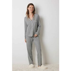 women'secret pijamale de bumbac DAILY FROSTED culoarea gri, bumbac, 3598097 imagine