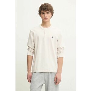 Abercrombie & Fitch longsleeve din bumbac culoarea bej, neted, KI124-4534 imagine