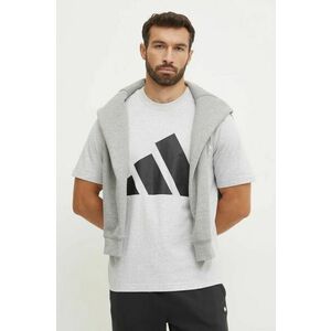 adidas tricou din bumbac Essentials barbati, culoarea gri, cu imprimeu, JE8946 imagine