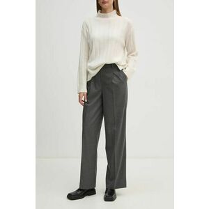 OUI pantaloni femei, culoarea gri, lat, high waist, 89782 imagine