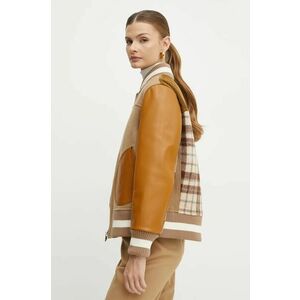 Weekend Max Mara geaca bomber femei, culoarea maro, de tranzitie, 2425086016600 imagine