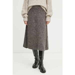 Weekend Max Mara fusta de lana culoarea maro, midi, evazati, 2425306012600 imagine