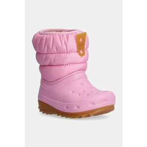 Crocs cizme de iarna copii CLASSIC NEO PUFF BOOT culoarea roz, 207683.G imagine