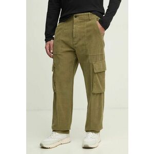 United Colors of Benetton pantaloni de catifea cord culoarea verde, cu fit cargo, 4H1KUF04V imagine