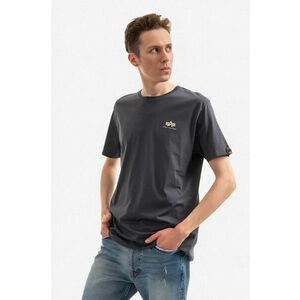 Alpha Industries tricou din bumbac bărbați, culoarea gri, cu imprimeu imagine