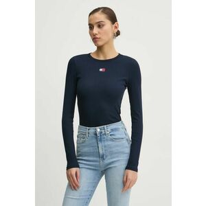 Tommy Jeans longsleeve femei, culoarea albastru marin, DW0DW20178 imagine