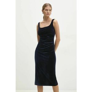 Answear Lab rochie de catifea culoarea albastru marin, midi, mulata imagine