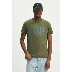 G-Star Raw tricou din bumbac barbati, culoarea verde, cu imprimeu imagine