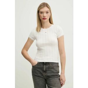 Tommy Jeans tricou din bumbac femei, culoarea alb, DW0DW19493 imagine