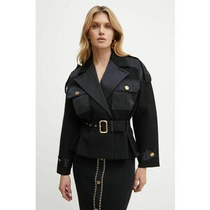 Elisabetta Franchi geaca femei, culoarea negru, de tranzitie, oversize, JK05M47E2 imagine