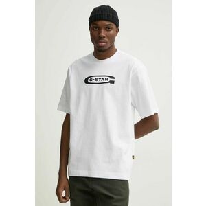 G-Star Raw tricou din bumbac barbati, culoarea alb, cu imprimeu, D26350-C336 imagine