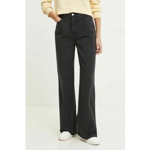 Tommy Jeans pantaloni de bumbac culoarea negru, drept, high waist, DW0DW19394 imagine