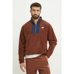 New Balance hanorac fleece culoarea maro, cu imprimeu, MT43518ROK imagine