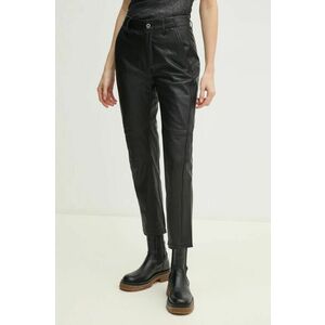 Pepe Jeans pantaloni de piele FREDJA femei, culoarea negru, drept, high waist, PL211797 imagine