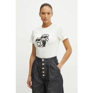 Karl Lagerfeld tricou din bumbac femei, culoarea bej, A1W17129 imagine