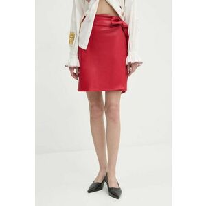 Never Fully Dressed fusta Vegan Leather Mini Jaspre Skirt culoarea rosu, mini, creion, NFDSK540 imagine