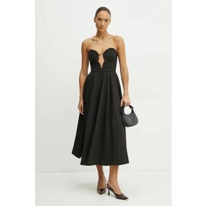 Bardot rochie OPAL culoarea negru, midi, evazati, 59714DB imagine