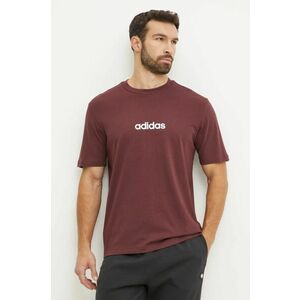 adidas tricou din bumbac Essentials Linear barbati, culoarea rosu, cu imprimeu, JE8998 imagine