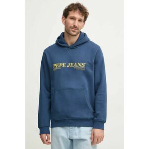 Pepe Jeans bluza DYLAN HOODIE barbati, culoarea albastru marin, cu glugă, cu imprimeu, PM582755 imagine