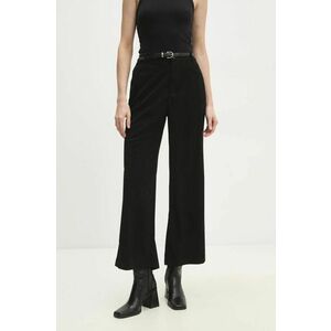 Answear Lab pantaloni de catifea cord culoarea negru, lat, high waist imagine