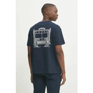 Tommy Jeans tricou din bumbac barbati, culoarea albastru marin, cu imprimeu, DM0DM20351 imagine