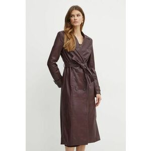 Bardot palton VEGAN LEATHER femei, culoarea bordo, de tranzitie, cu doua randuri de nasturi, 59549JB imagine