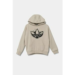 adidas Originals bluza copii culoarea bej, cu glugă, cu imprimeu, JD0366 imagine