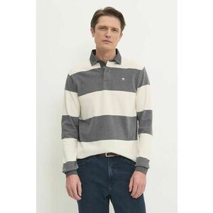 Hackett London longsleeve din bumbac culoarea gri, modelator, HM570840 imagine