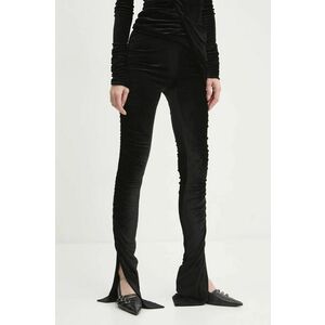 Rick Owens Lilies pantaloni de catifea culoarea negru, mulata, high waist, LI02D5335VST imagine