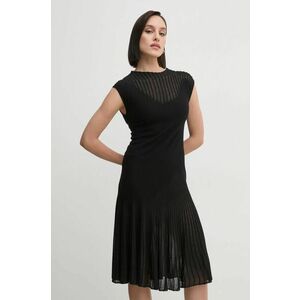 DIANE VON FURSTENBERG rochie din amestec de lana culoarea negru, midi, evazati, DVFDK4S003 imagine