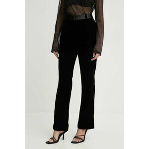 Bruuns Bazaar pantaloni de catifea culoarea negru, drept, high waist, BBW4251 imagine