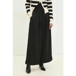 Answear Lab pantaloni femei, culoarea negru, lat, high waist imagine