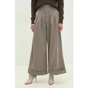 Answear Lab pantaloni femei, culoarea maro, lat, high waist imagine