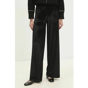 Answear Lab pantaloni de catifea culoarea negru, lat, high waist imagine