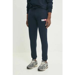 Tommy Jeans pantaloni de trening din bumbac culoarea bleumarin, cu imprimeu, DM0DM20277 imagine