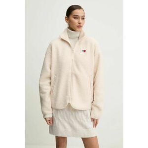 Tommy Jeans hanorac fleece culoarea bej, uni, DW0DW20174 imagine