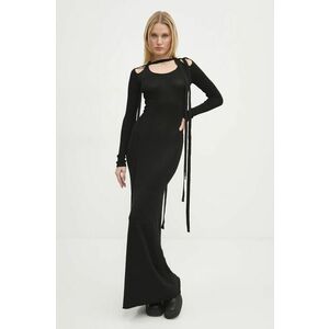 Y/Project rochie MULTISCARF LONG SLEEVE KNIT DRESS culoarea negru, maxi, mulată, 106DR008 imagine