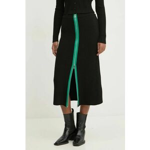 MSGM fustă de lână culoarea negru, midi, drept, 3742MDD190.247593 imagine