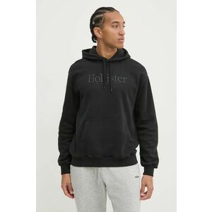 Hollister Co. bluză bărbați, culoarea negru, cu glugă, cu imprimeu, KI322-4140 imagine