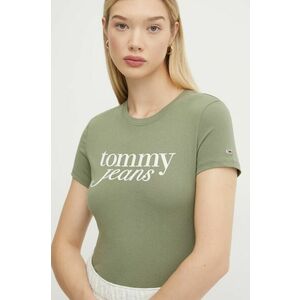 Tommy Jeans tricou din bumbac femei, culoarea verde, DW0DW19447 imagine