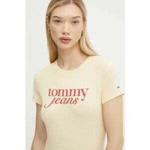 Tommy Jeans tricou din bumbac femei, culoarea galben, DW0DW19447 imagine