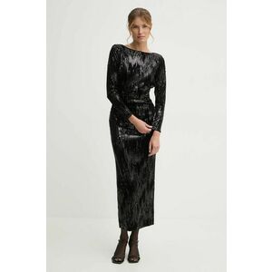 Pepe Jeans rochie de catifea ANASTASIA culoarea negru, maxi, mulata, PL953636 imagine