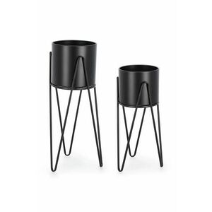 Bizzotto un set de ghivece de flori cu suport Madelyn 2-pack culoarea negru imagine