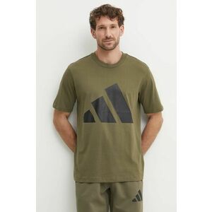 adidas tricou din bumbac Essentials barbati, culoarea verde, cu imprimeu, JE8931 imagine