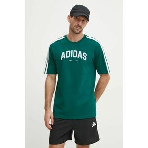 adidas tricou din bumbac M C COLLE Collegiate barbati, culoarea verde, cu imprimeu, JJ3869 imagine